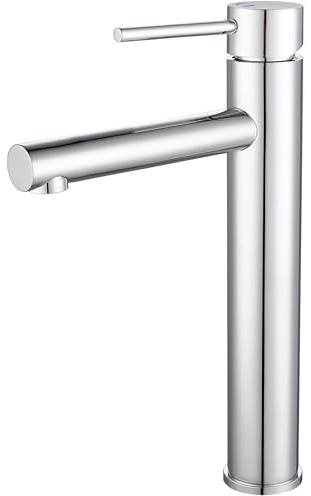 VALAZ Grifo Lavabo Cromado Alto Pica Serie Nansa | Grifo Monomando Lavabo, Apertura en Frío, Agua Fría y Caliente, Ahorro de Agua | Instalación Fácil | Latón, Inoxidable