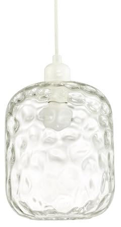 Clear Glass Pendant Lamp Shade with Crater Effect Moulded Design - 22cm x 18cm for Home Business Cafe Hotel Restaurant etc by Happy Homewares