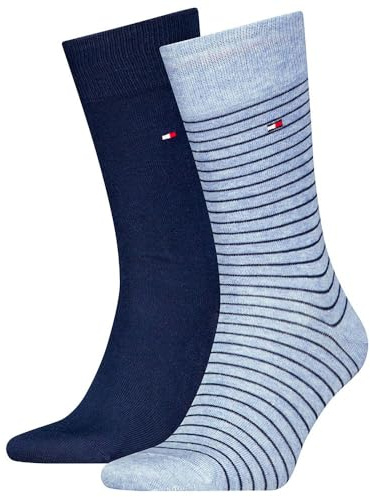 8719965009202 TH MEN SMALL STRIPE SOCK 2P, Ljusblå melerad, 43-46 EU