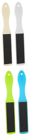 Fußpflege Hornhautentferner 4 Stück aus Pp und Sandpapier | Doppelseitige Matte, Ergonomische Form, Aufhängeöse, für Pediküre und Heimgebrauch Zufällige Farbe