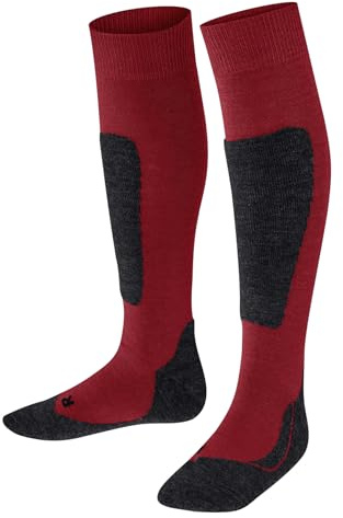 FALKE Active Ski K Kh laine 1 paire, Chaussettes de ski Mixte Enfant, Rouge Lipstick 8000, 35-38