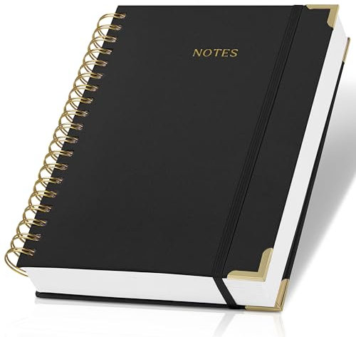 Aesthetic Thick Spiral Notebook Journal For Women in B5 Format - Stylish Linen Hardcover College Ruled Note Book w 300 Lined Pages - Cute Supplies For Bible Study & Staying Organized at Work or School