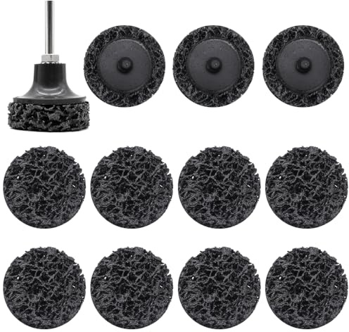 YDHfdc 12 Pièces Disque Abrasif CSD Disque 50mm Disque de Nettoyage Abrasif Disque Poncage avce Porte Plateau pour Dérouillage Peinture Soudures pour Meuleuse d'angle(Noir)