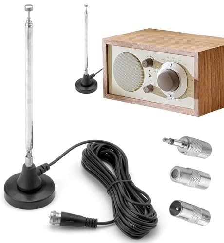 YIZWINS Antenna FM Antenna VHF per Impianto Stereo FM, Antenna DAB, Antenna Radio DAB con Base Magnetica Cavo di Prolunga da Tre Metri per Sintonizzatore Radio Portatile Ricevitore Stereo