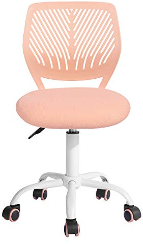 FurnitureR 1 Set Bürostuhl, höhenverstellbar, Drehstuhl mit Design der Rückenlehne mit kleinem Loch, Schreibtisch ohne Armlehnen, Bürostuhl, Schlafzimmerschreibtisch, Hellrosa