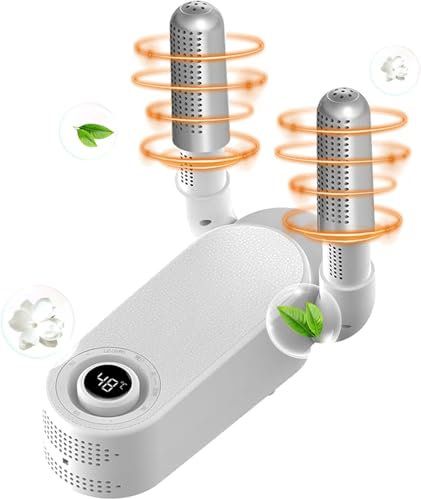 MEETOZ Boot Dryer for Shoes, Shoe-Friendly Technology, Shoe Warmer with Heat Blower Fan, Dries 4 Shoes at Once and Odor Removal - Ideal for Ski Shoes, Boots, Gloves, and Hats - LED Screen ﻿