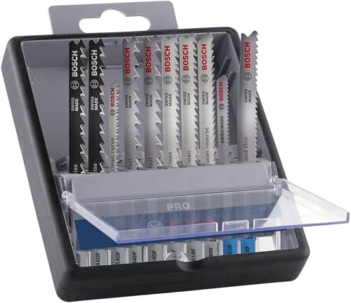 Bosch 10x PRO Wood and Metal Stichsägeblatt-Set, 10-tlg. (für Stahlbleche, Hartholz, Länge 100 mm, Professional Zubehör Stichsäge)