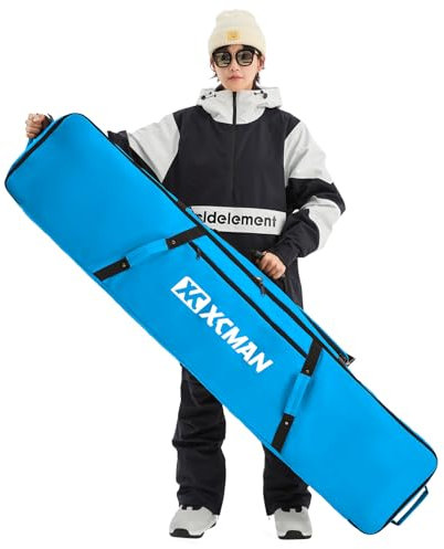 XCMAN Gepolsterte Snowboardtasche für Flugreisen – vollständig gepolsterte Skitasche, wasserdichte Snowboardtasche für Reisen, Snowboardstiefel, 158 cm