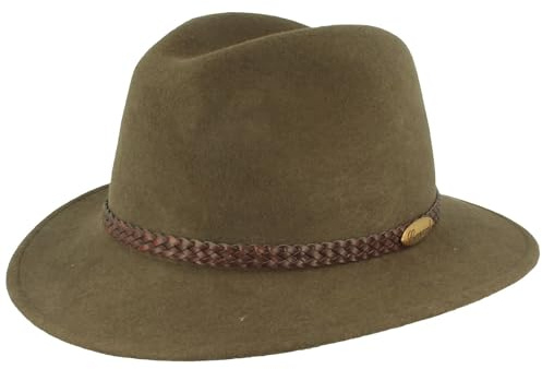 Breiter Outdoor Filz-Hut - Trekking Wollhut Aus 100% Wolle - Wasserabweisend & Faltbar - Mit Ledergarnitur - Für Herren & Damen