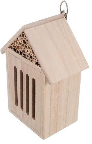 Happyyami Insektenhaus Aus Holz Für Garten Hinterhof Im Freien Unterschlupf Nistkasten Insektenhotel Schmetterlingszimmer Insektenkasten Bienenhauszimmer Bienenhaus Bienenhotel Fledermauskäs