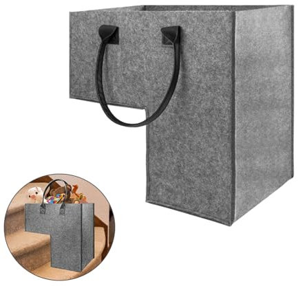 Treppenkorb-Organizer Mit Griffen - Faltbarer L-Form Aufbewahrungskorb Für Die Treppe - Ledergriffe - Für Wäsche, Spielzeug, Wohnkultur