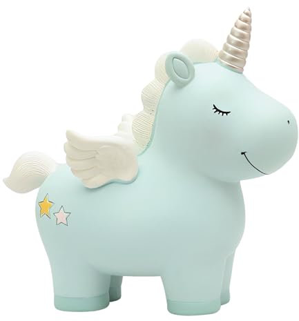 Bootoow - Salvadanaio a forma di unicorno, infrangibile, grande in resina, super carino, regalo per compleanni, Natale, baby shower