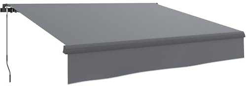 Outsunny Tenda manuale retrattile, 3 x 2 m, tenda da sole per esterni, terrazza arrotolabile, regolabile, con manovella protezione UV50+ struttura in alluminio e metallo, per balcone giardino grigio