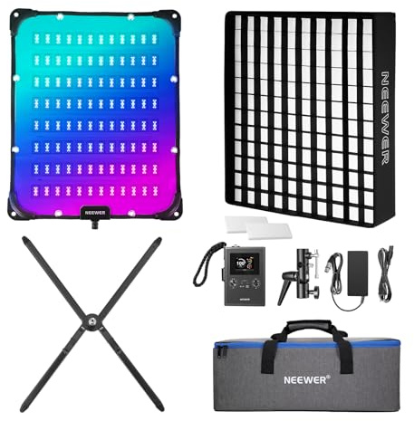NEEWER 115W Luz LED Video Flexible,Estudio RGB Panel Luz Mat Kiit con Softbox App/2.4G/DMX Control 2500K-10000K 14700lx/0.5m CRI96+, Key Lighting para Fotografía Streaming y Gabación de Video, FL100C