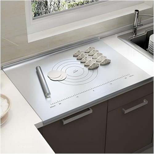 Planches à découper en acier inoxydable 316, grande planche à découper, planche à pétrir de 0,2 cm (0,08 pouce), protection plan travail cuisine avec bord d'arrêt et dimensions,80x58cm/31.5Lx23W