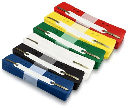 Netuno 150 Stück Heftstreifen Kunststoff mit Metallzunge Universallochung 60/80 3.4x15cm Format A4 Ordner Büro Schule Ablage Organisation Dokumente stabil praktisch HomeOffice bunt sortiert