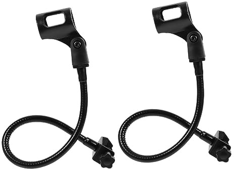 2 Stück Mikrofonhalter aus Eisen mit Flexiblem Gooseneck Schwarz | Broadcasting und Podcasting, Sprühlackierte Oberfläche, Leicht zu Montieren und Zerlegen, Abnehmbar