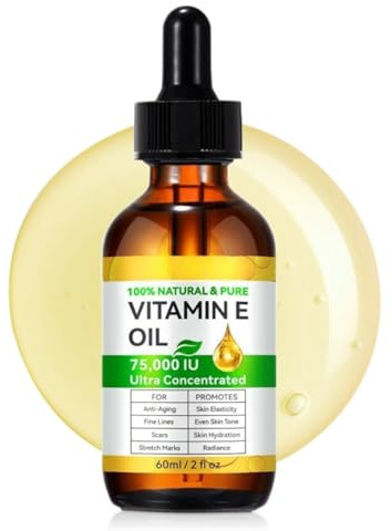 Vitamin E Oil for Face & Body,Hair & Nail Body Oil,Organic Scar Treatment, Anti-Aging Skin Care, Body Moisturiser for Dry Skin Relief, Wrinkle Reduction, Non-Greasy Formula,60ml
