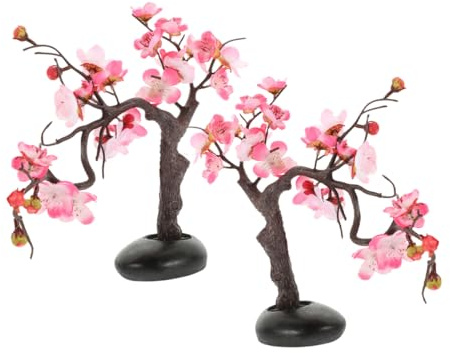 MALUGOGO 2 rami artificiali di fiori di prugna per decorazione di piatti di sushi, fiori finti realistici, ornamenti bonsai, fiori in vaso leggeri per casa, cucina, bagno, tavolo centrotavola