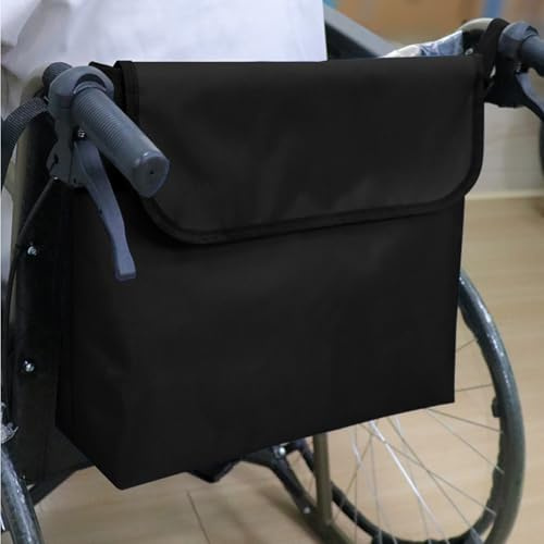 Firavggu Rollstuhltasche Hinten Wasserdicht 1680D Oxford Rollstuhl Tasche Schwarz Rollstuhl Rucksack Groß Aufbewahrungstasche für Rückseite des Rollstuhls Griffe Elektrorollstühle Mobilitätshilfen