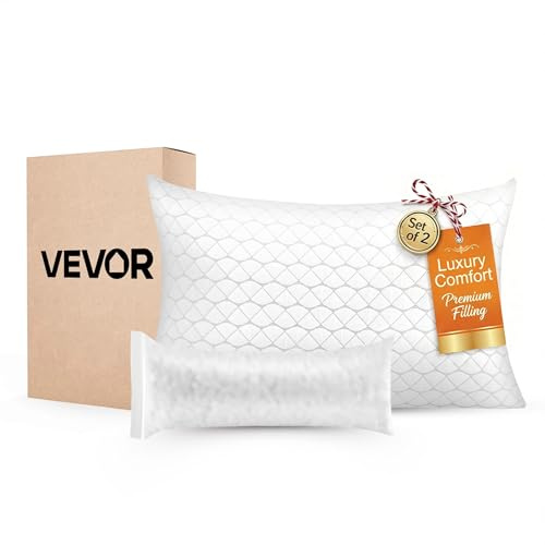VEVOR Cuscino da Letto per Dormire, Cuscino da Hotel di Dimensioni King Size con Imbottitura in Schiuma di Memoria, Regolabile, Include Federa in Fibra Naturale, Biancheria da Letto