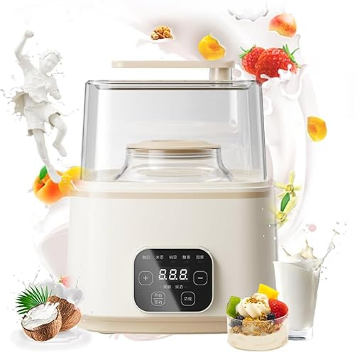 Yogurt Maker - Máquina automática de yogurt con depósito interior de 1 + 2 L, temperatura constante inteligente de 360°, pantalla LED para yogur orgánico y queso casero