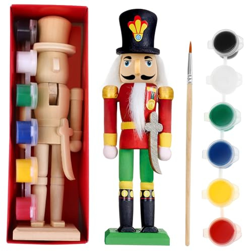 BESTOYARD Nutcracker Puppet DIY à Peindre Soldat Casse Noisette Ornement de Noël Créatif pour Activités Parent Garçon Fille et Décoration Festive
