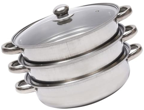 iplusmile Olla Vaporera de Acero Inoxidable con Resistente al Calor para Cocina de Inducción y Gas para Verduras Mariscos y Carne con Asas Ergonómicas y Diseño Apilable Práctico
