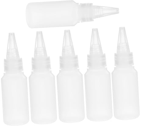 UTHCLO 6 Pezzi Bottiglie Spremi Piccole in Plastica Trasparente con Beccuccio Punta per Applicazione Precisa di Colle Vernici in Artigianato e Industria