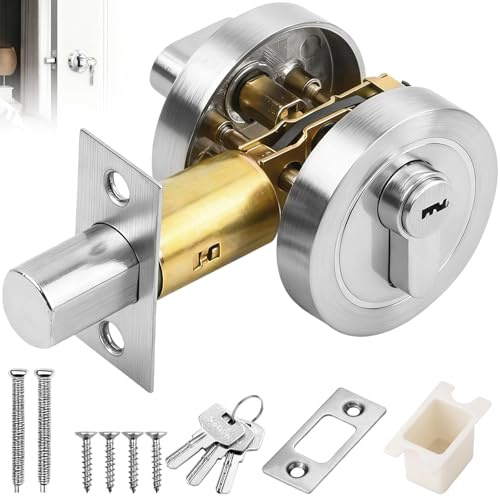 Catenaccio Cilindro Singolo con Chiavi, Serratura Porta Interna Lega Zinco Senza Maniglie, Serrature Catenaccio Tondo Rotondo Nascosta per Porta Ingresso, Corridoio, Camere Letto, Passaggio (Argento)