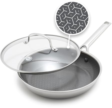 GreenPan Hybrid 12” Nonstick Stainless Steel Frying Pan with Lid, APEX Tri-Ply Thermobond PFAS-Free Ceramic Skillet, Induction & All Cooktop Compatible, Oven Temp to 850°F, Dishwasher Safe, Silver