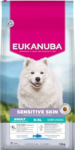 EUKANUBA Sensitive Skin Aliment pour Chiens au Poisson de mer - Aliment Sec Special Care hypoallergénique pour Chiens à Peau Sensible, 12 kg