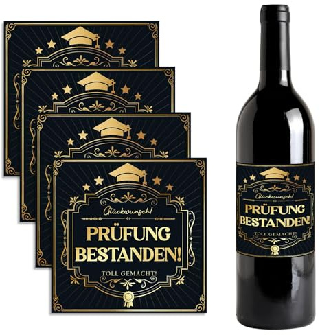 Flaschenetiketten Prüfung Bestanden Geschenke 10 x 10 cm Aufkleber
