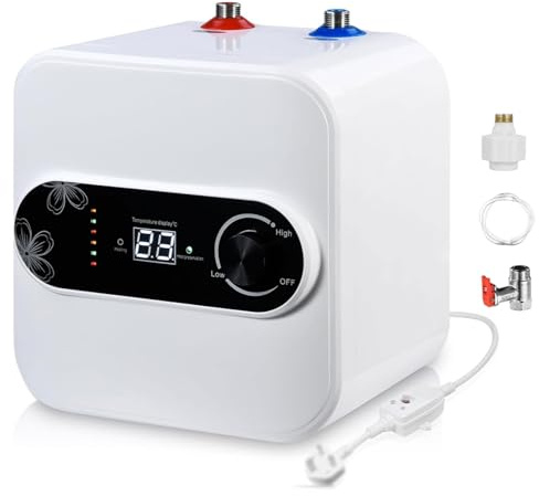 Electric Water Heater, 1500W Under Sink with LCD Display and Temperature Control, IPX4 Safe for Kitchen and Lounge