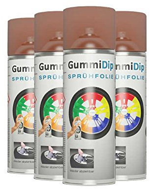 Gummi Dip Sprühfolie, Effekt Spray, 4er Set, 4x400 ml (Kupfer Metallic)