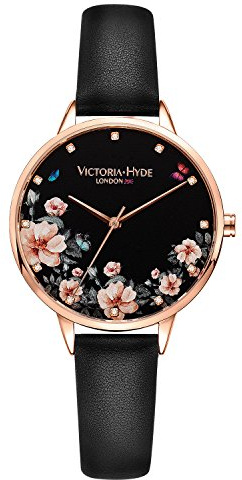 VICTORIA HYDE Uhr Damen Rosegold Analog Quarz Armbanduhr Damenuhr Blumen mit Lederarmband Edelstahl Mesh Band