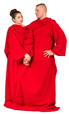 Froster Wearable Blanket with Sleeves for Couple, Warm, Soft, Shared-sleeve Snuggle Blanket for Adults, Polar Fleece, 155 x 220 cm
