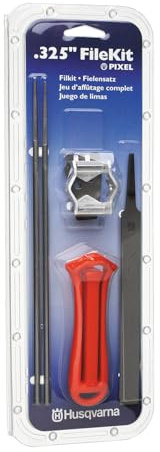Husqvarna X-Cut SP33G Kit de lime de tronçonneuse pour tronçonneuse Pixel 0,325, kit d'affûtage avec poignée, guide de combinaison, limes plates et rondes