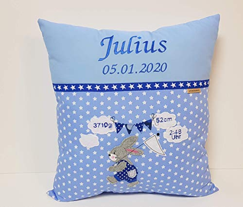Kuschelkissen Hase mit Namen und Datum