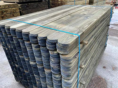 Premium Picket Garden Fencing Pales - Heavy Duty Treated Timber Wood (3'' x 3ft) - Individual Rounded Top Boards for DIY Garden & Outdoor Projects - Pack of 10 (Not Pre-Assembled Panels)