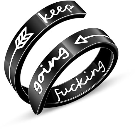 AILUOR Inspirational Ring, Edelstahl Gravur Ring Einstellbare Inspirierender Schmuck Einstellbare Persönlichkeit Ermutigung 'Keep Going' für Männer Frauen