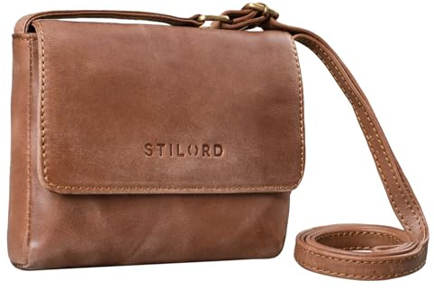 STILORD Audrey Handtasche Damen Leder Klein Elegante Umhängetasche für Frauen Mini Crossbody Bag Schultertasche XS Damentasche zum Ausgehen Shopping Freizeit Farbe:Messina - braun