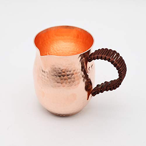 Cobre puro hecho a mano taza de té de café griego árabe turco pote para Barista (taza de mango de cobre)