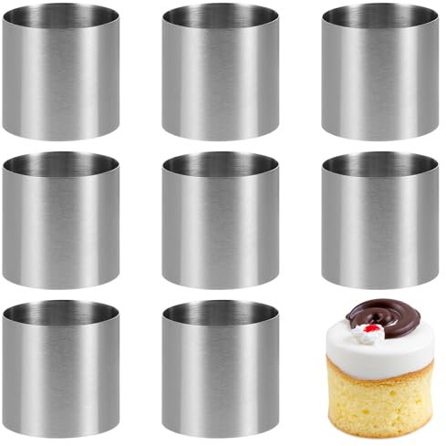 YARNOW Tortenring Hoch Dessertringe Set Kleine Servierringe Backzubehör Für Kuchen Salate Schokoladenmousse 8Stück 5x5x5cm