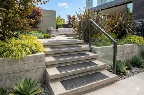 Jet Line® | Stufenmatten außen STAIRS | 75 x 25 cm | 5 Stück | schwarz | außen | outdoor | Antirutsch | Gummi | Stufen | Matte | Treppenstufen matten | rutschhemmend | Außentreppe
