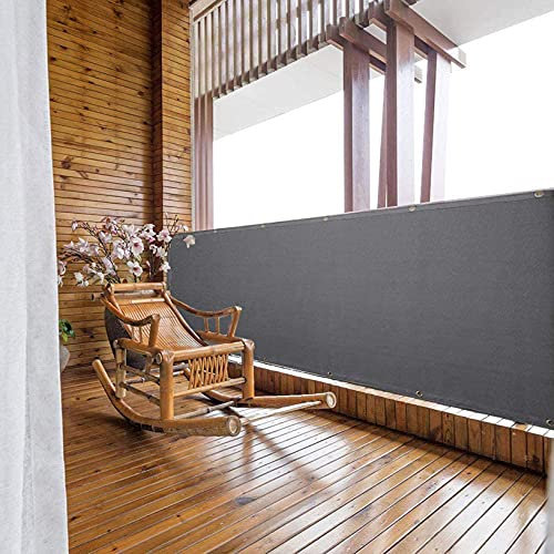 ERPENG Balkonverkleidung 0.7x3m UV-Schutz 100% Polyester Balkonumrandung mit Kabelbindern,HDPE-Kunststoff für Camping Terrasse Balkon Garten Outdoor, Grau