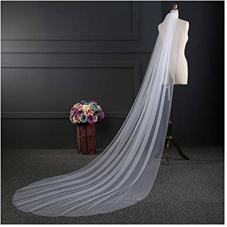 TGRTY Braut Hochzeitsschleier 3M oder 2M Weiß/Elfenbein-Hochzeits-Schleier EIN-Schicht Lange Brautschleier-Kopf-Schleier Hochzeit Zubehör Wunderschöner Brauttüll (Color : Ivory, Item Length : 200cm)