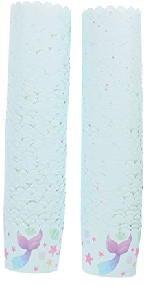 BESTonZON 100 St¨¹cke Papier Cupcake Backbecher Cupcake- Liner Fettdichter Cupcake Wrapper Blau Meerjungfrau Muster Muffinbecher f¨¹r Kuchenb?llchen Muffins Cupcakes Und S¨¹?igkeiten