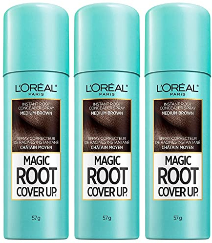 L'Oreal Paris Root Cover Up Hair Color Touch Up Spray, Medium Brown, 2 Ounce (Pack of 3)