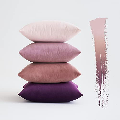 MIULEE Samt Kissenbezug 45x45 cm Kissenhülle Lila Serie 4er Set Sofakissen Samtkissen Dekorative Dekokissen Couchkissen Zierkissen Deko Farbverlauf Bezug Sofakissenbezug Frühlingsdeko für Kinder